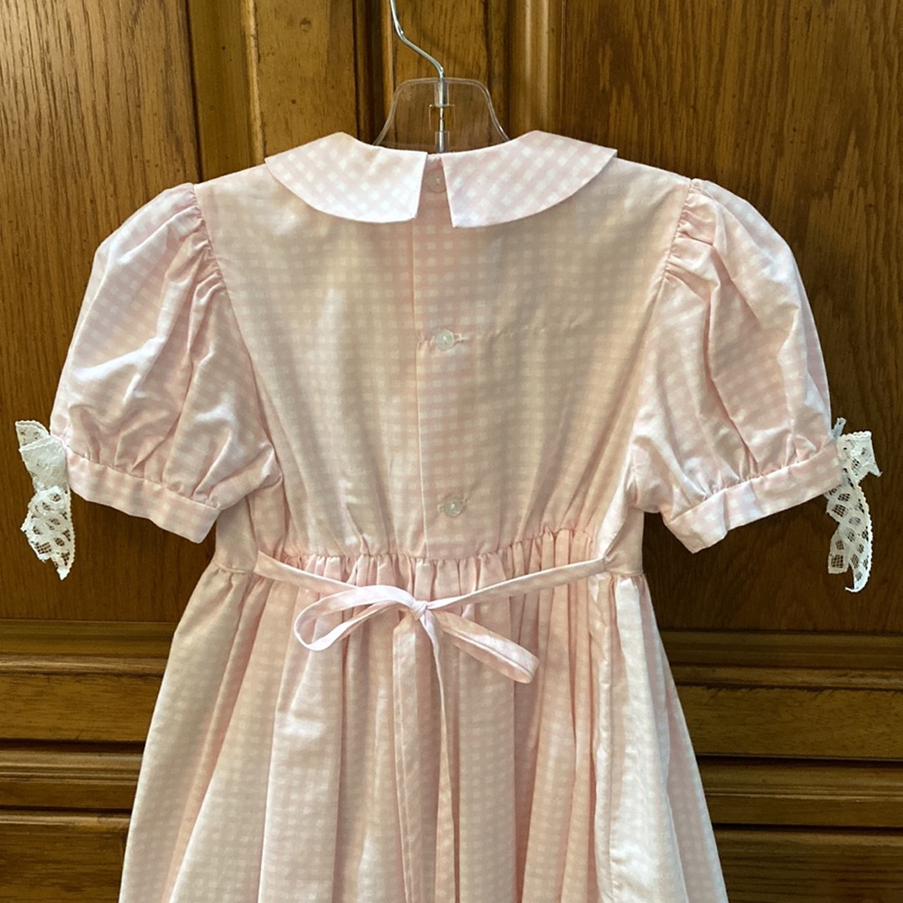 Vintage, Girls Size 6, pink checked dress with built in slip. - Picture 3 of 8